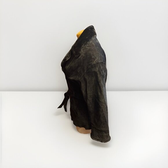 Colebrook & Co Women’s Black Suede Belted Jacket w Faux Fur‎ Collar, Sz M - Picture 3 of 7